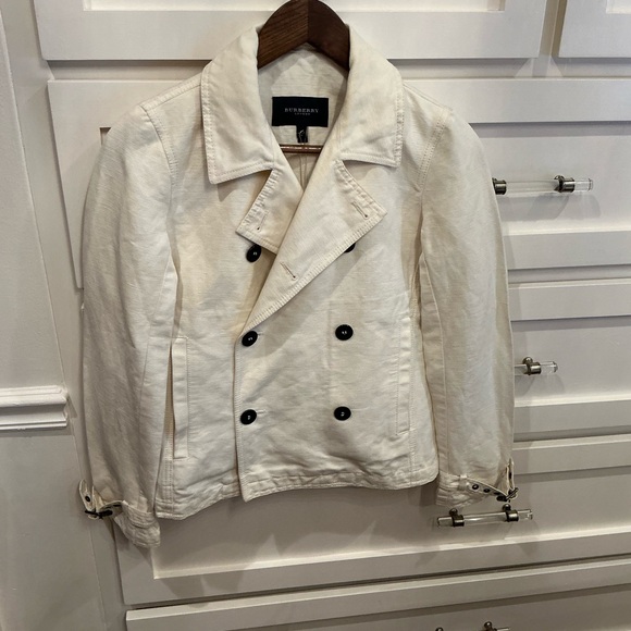 Burberry Cream Double-Breasted Pea Coat - Picture 4 of 11